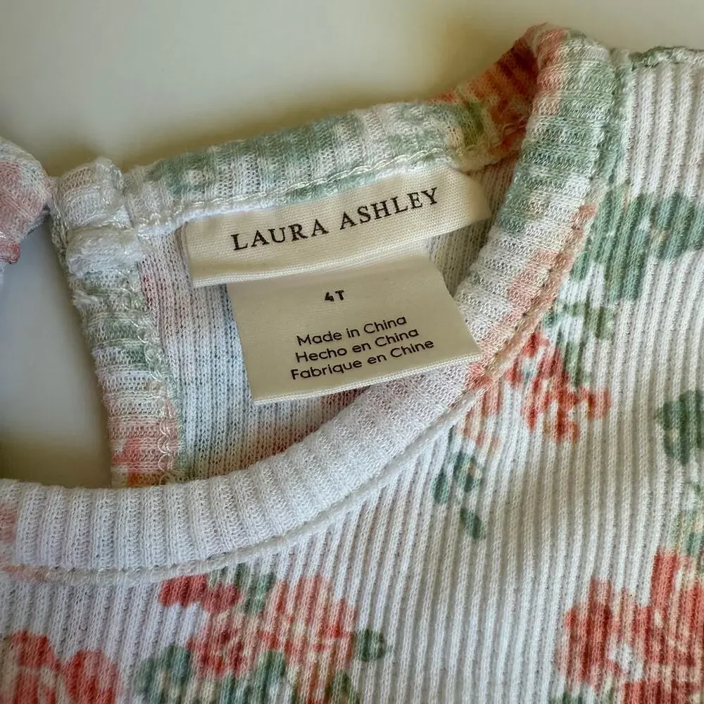 Laura Ashley Girls Ribbed Floral Cotton Dress 4T - Picture 8 of 11